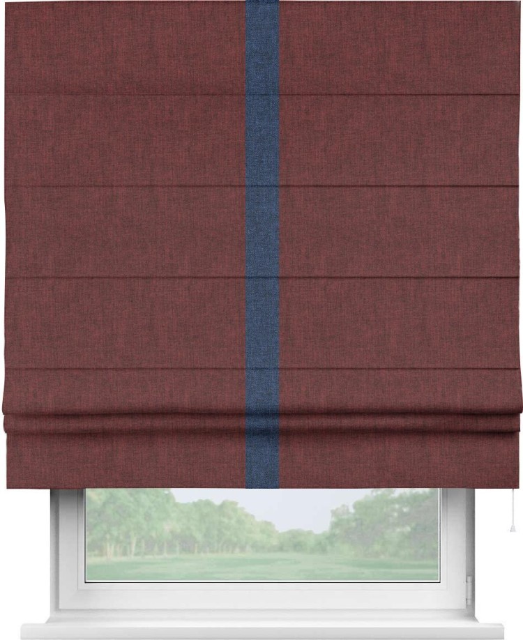 Римская штора «Кортин» с кантом Хайвэй, для проема, ткань лён кашемир бордовый
